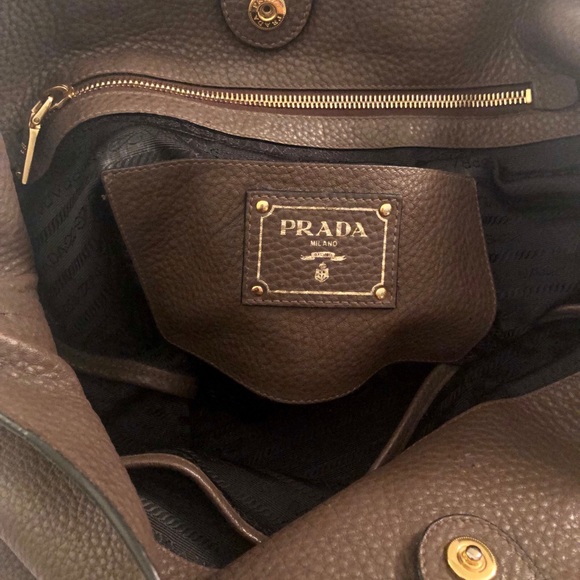 Prada Brown Pebbled Leather Tote - Picture 7 of 7
